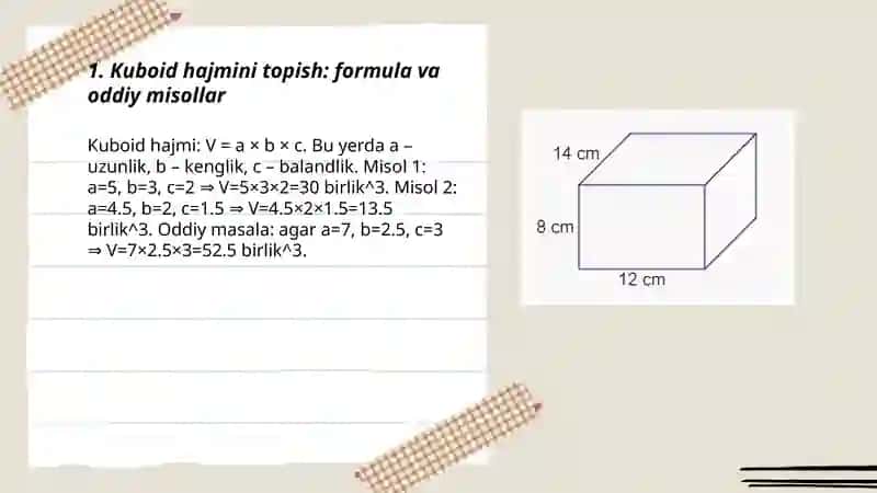 Kuboid va kubni hajmini topish 3