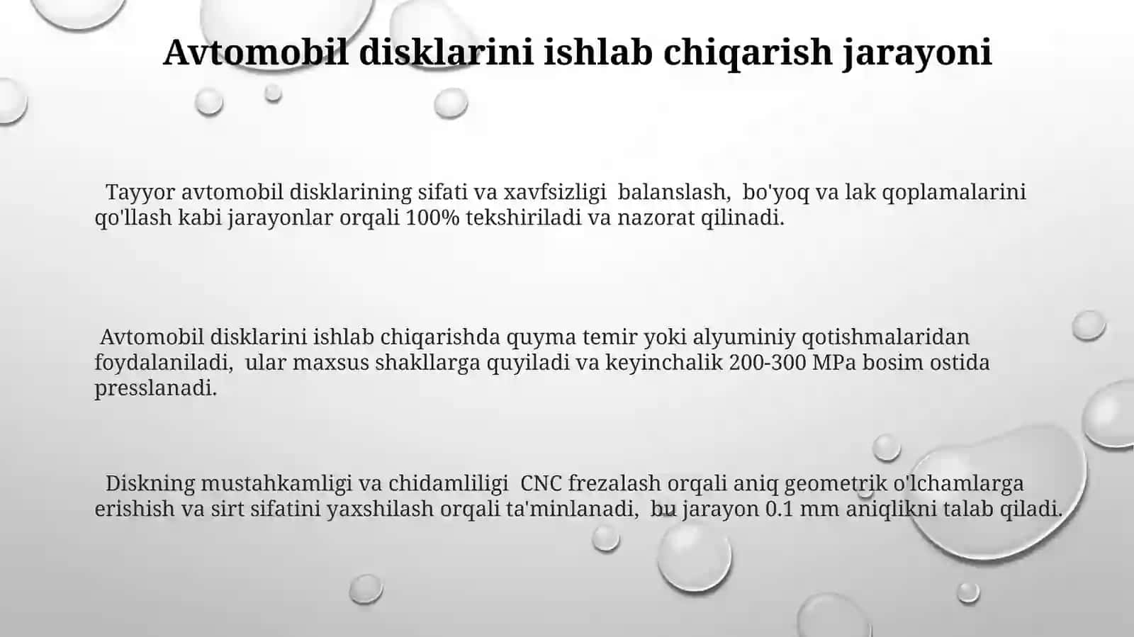Avtomobildiskalarinivashassiqisimlariniishlabchiqarishjarayoni 3