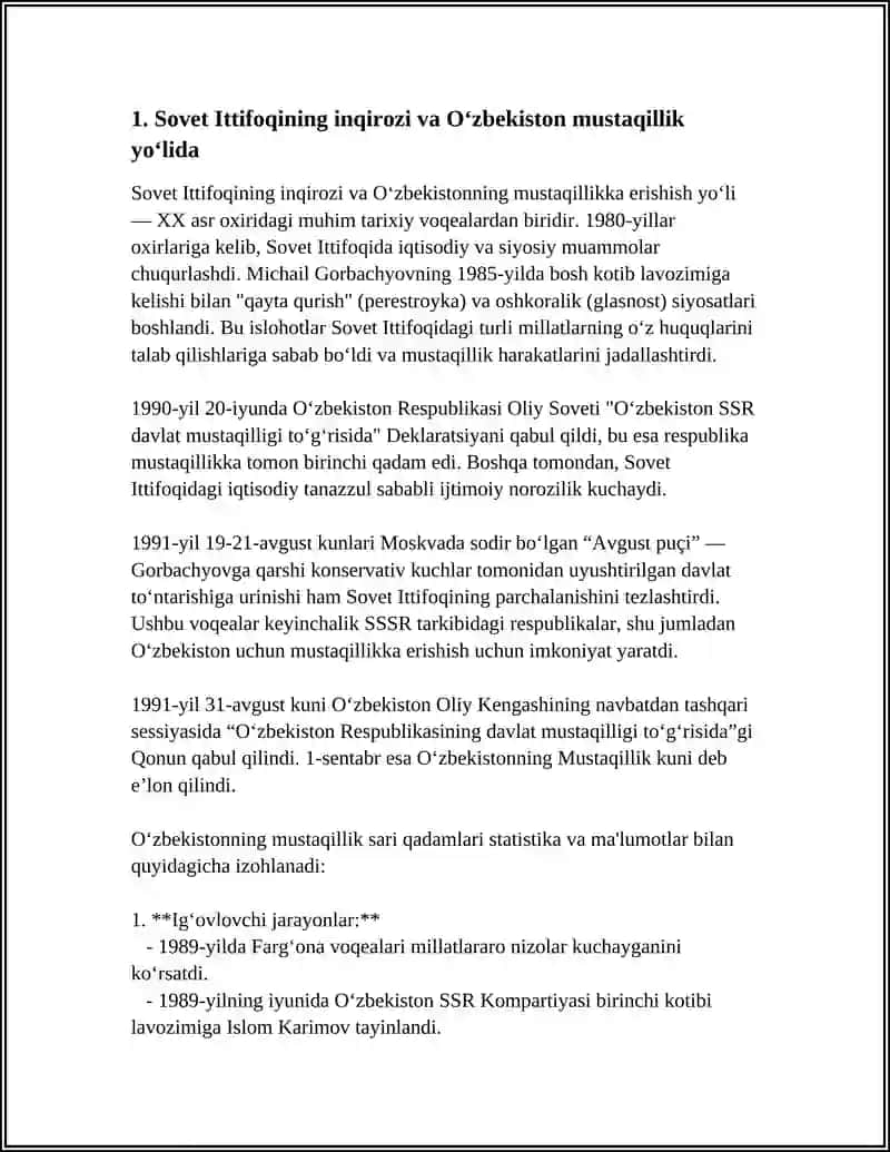 MUSTAQILLIKKA ERISHISH ARAFASIDA ÓZBEKISTONDAGI IJTIMOIY SIYOSIY JARAYONLAR 3