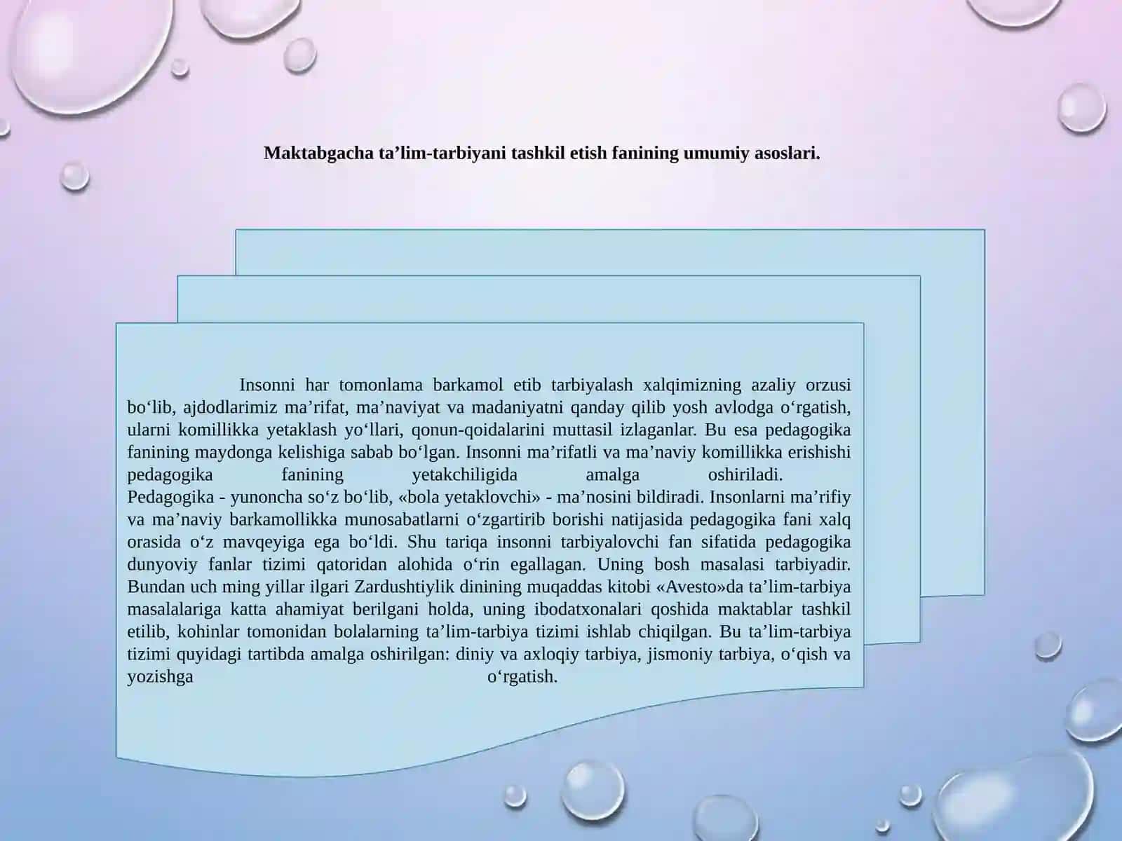 MAKTABGACHA TA'LIM TARBIYANI TASHKIL ETISH FANINING PREDMETI VA ASOSIY VAZIFALARI 3