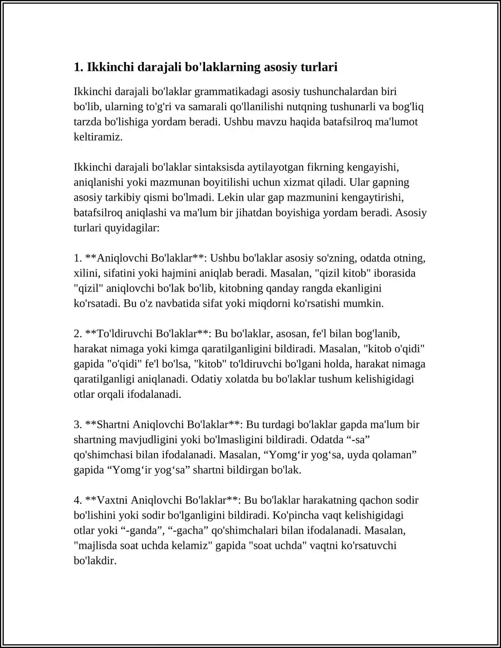 IKKINCHI DARAJALI BO'LAKLAR 3