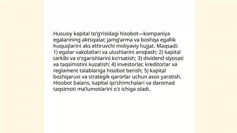 Hususiy kapital toʻğrisidagi hisobot 3