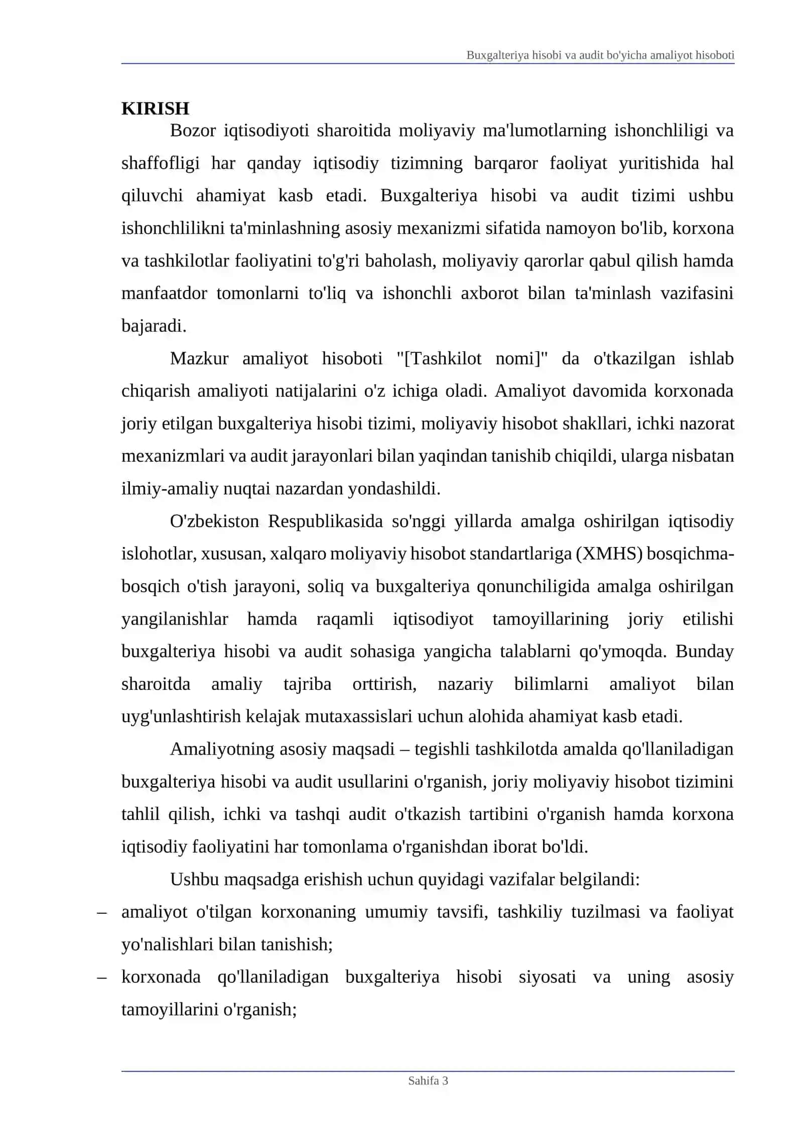 Buxgalteriya hisobi va audit bo'yicha amaliyot hisoboti 3