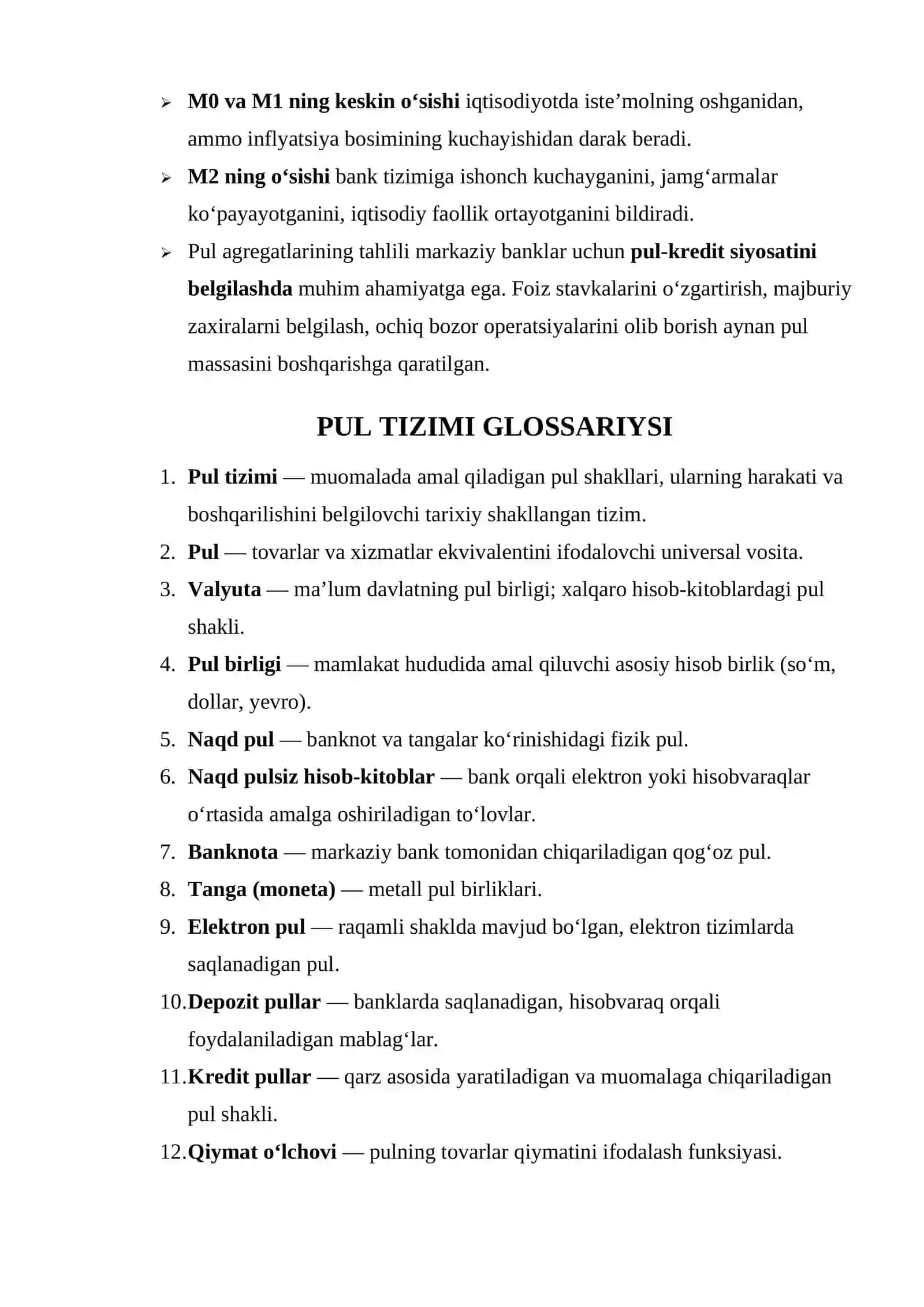 Pul massasi va pul agregatlari 3