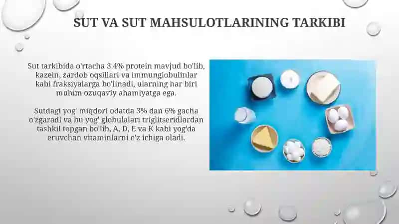 Sut va sut mahsulotlarining tarkibi 3