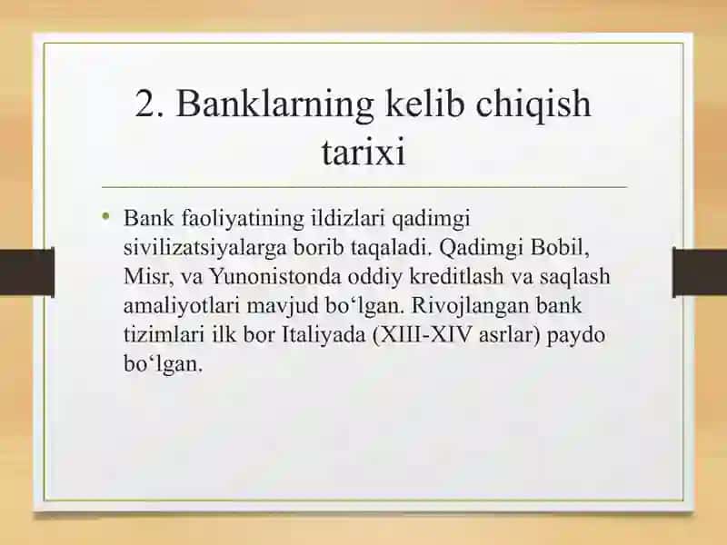 Banklarning Kelib Chiqishiva Bank Tizimi 3
