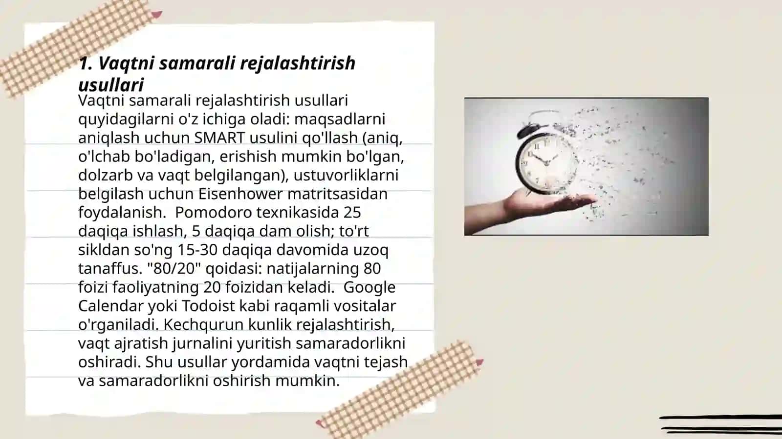 Vaqtni samarali rejalashtirish usullari 3