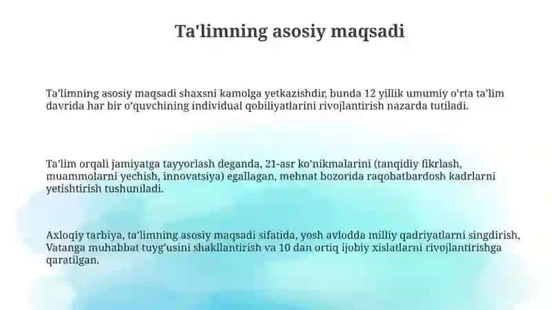 Taʼlimning asosiy vazifalari 3