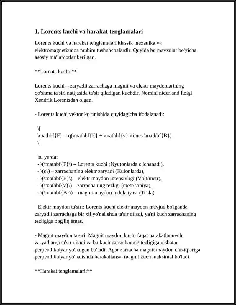BIR JINSLI MAGNIT MAYDONIDA ZARYADLI ZARRALAR HARAKATI 3