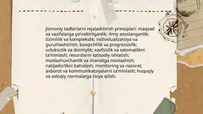 Jismoniy tadbirlarini rejalashtirish 3