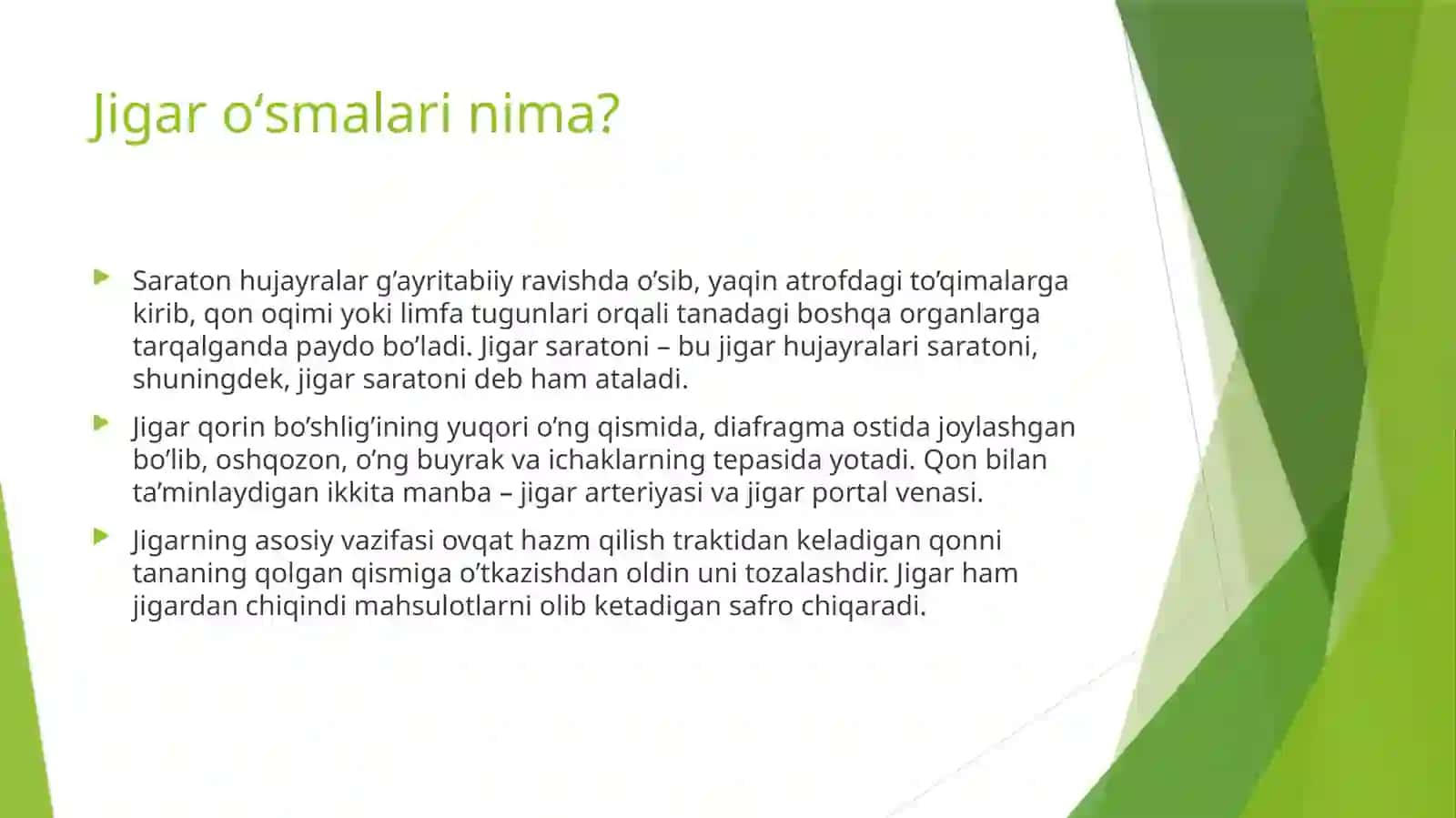 Jigar oʻsmalari. 3