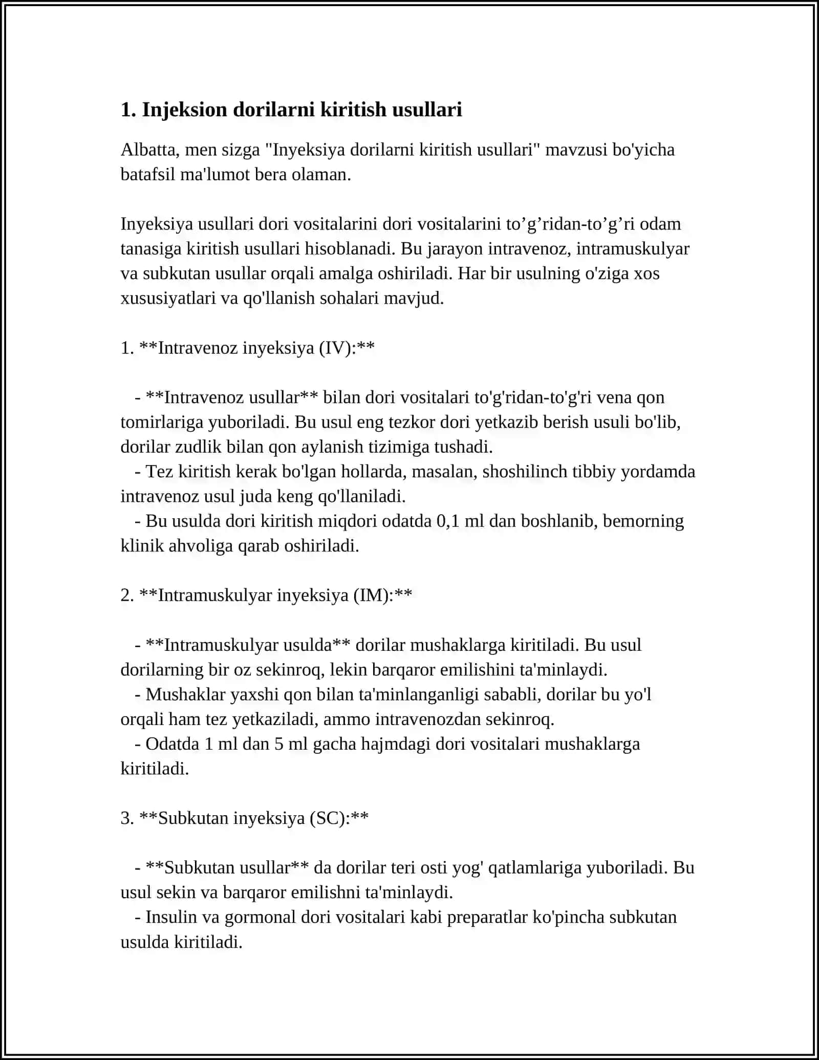 DORI VOSITALARNI ORGANIZMGA KIRITISH YÖLLARI 3