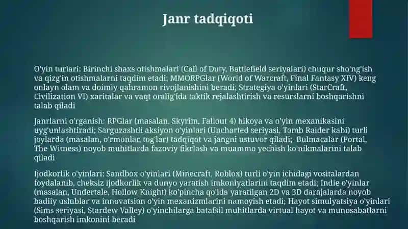 O'yin turlari va ijodiy oʻyin 3