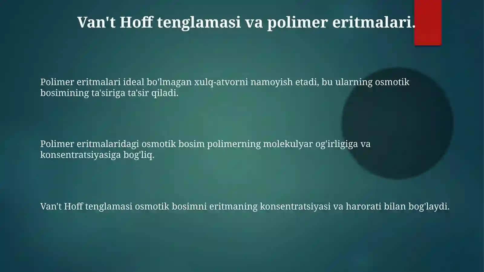 Polimer eritmalarining osmotik bosimi 3