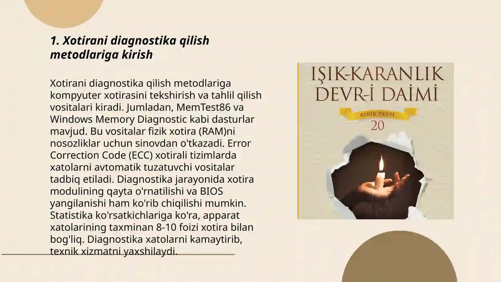 Xotirani diagnostika qilish metodlari 3