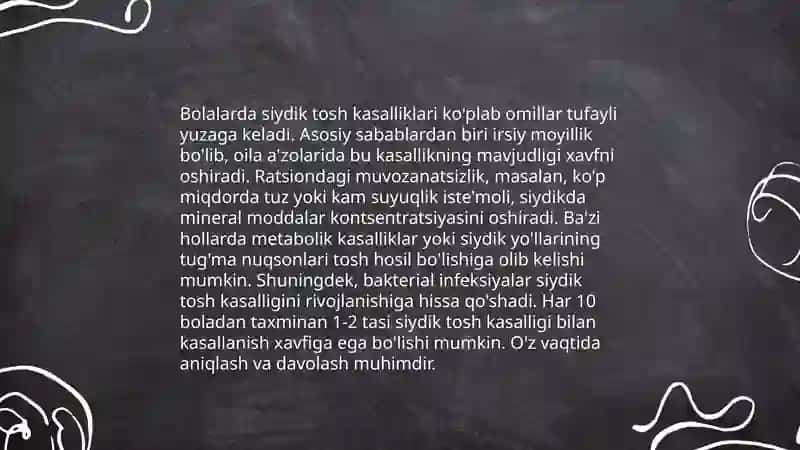 Bolalarda siydik tosh kasalliklari 3