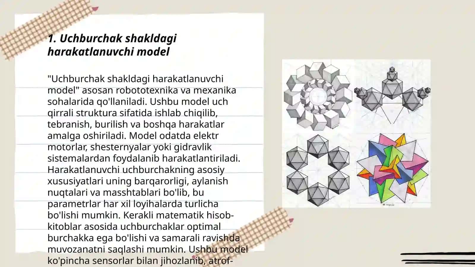 Uchburchak shakldagi harakatlanuvchi model 3