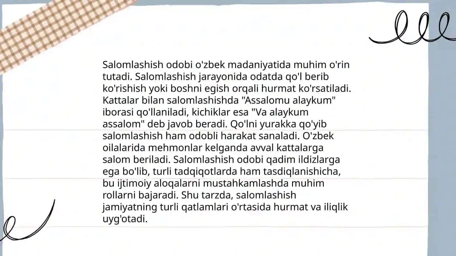 Salom berish qoidasi boʻyicha 3