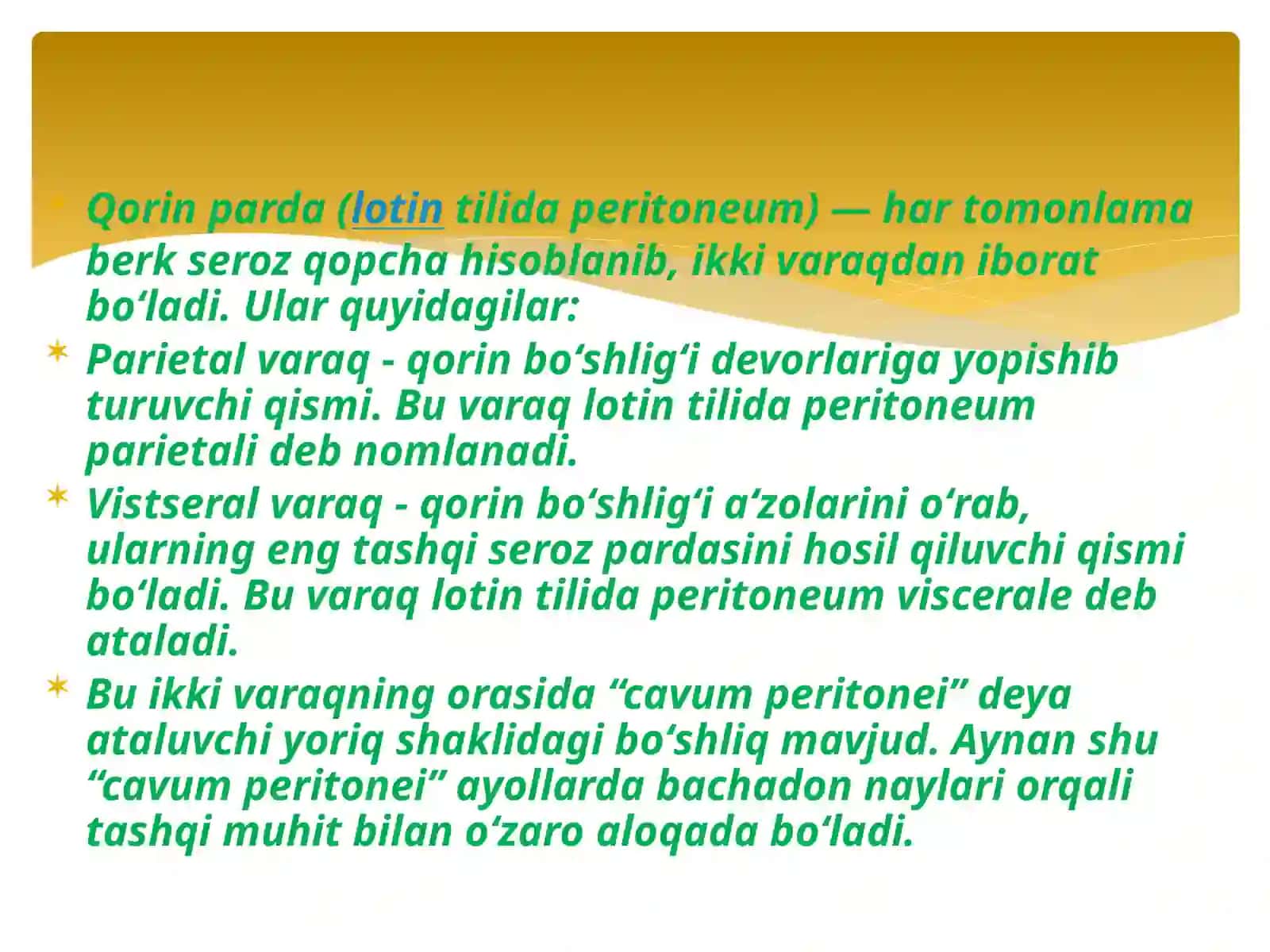 Anatomiya fanidan tayyorlangan mustaqil ishi 3