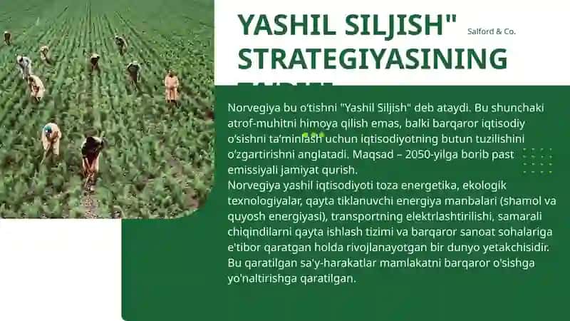 NORVEGIYA Yashil iqtisodiyot oʻtish tajribasi 3