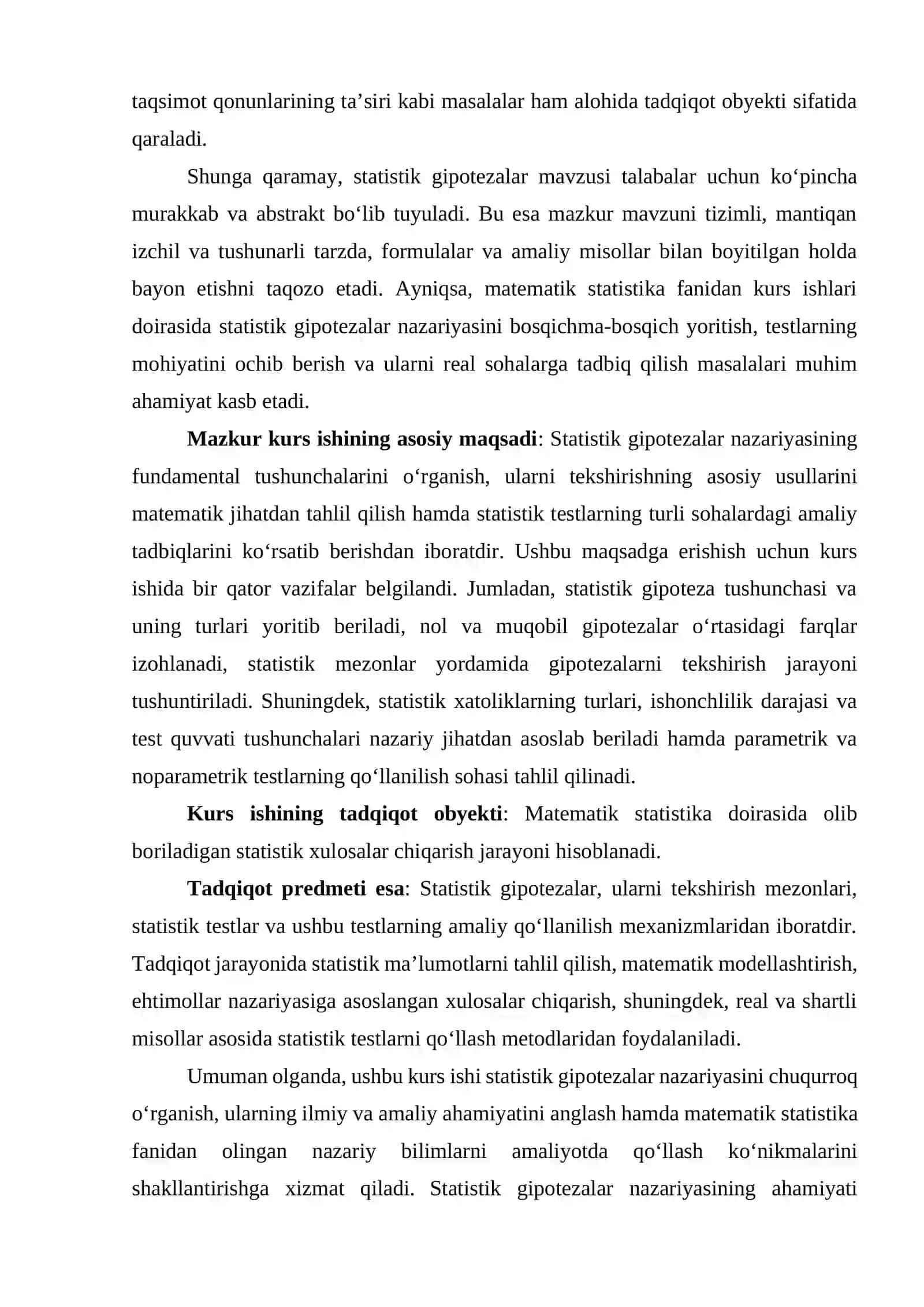STATISTIK GIPOTEZALAR VA ULARNING TADBIQLARI 3