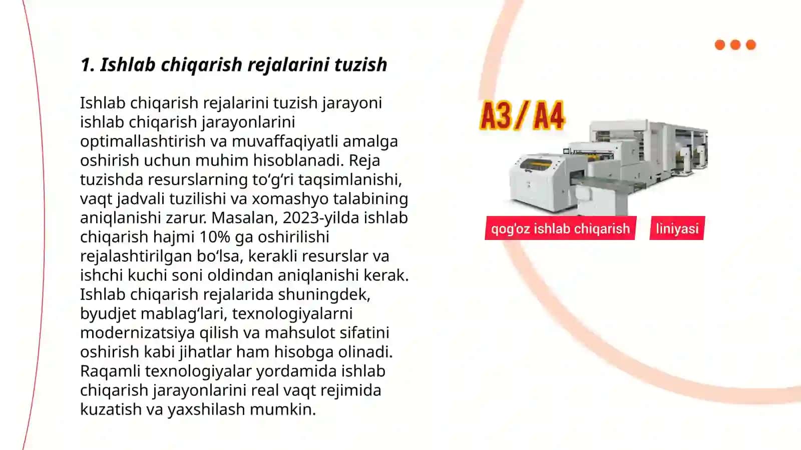 Ishlab chiqarish rejalarini tuzish 3