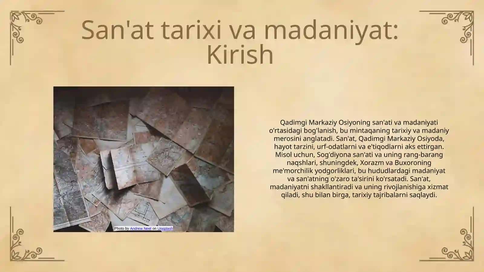 Qadimgi Markaziy Osiyoning eng qadimgi san'ati 3