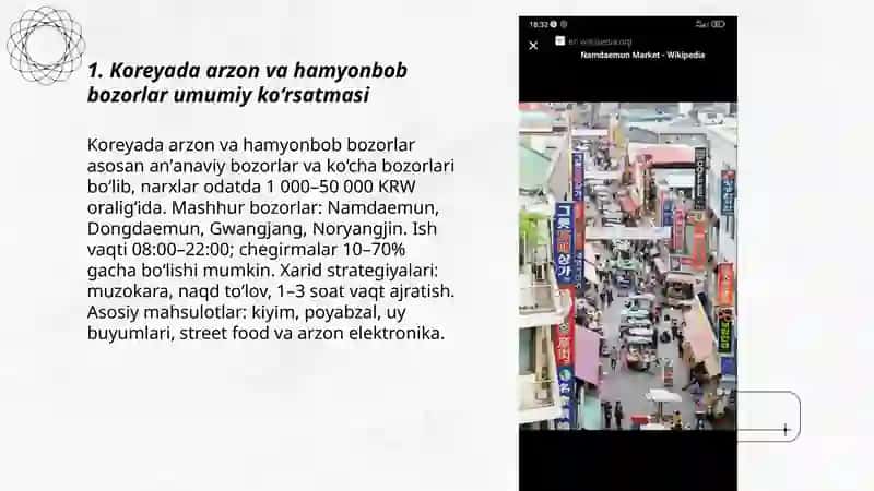 Koreyada arzon va hamyonbob bozorlar 3