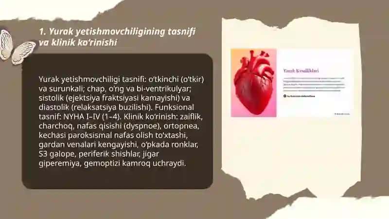 Yurak kasalliklari. O'tkir va surunkali yurak yetishmovchiligi stenokardiya va miokard infarkt kasaliklari 3