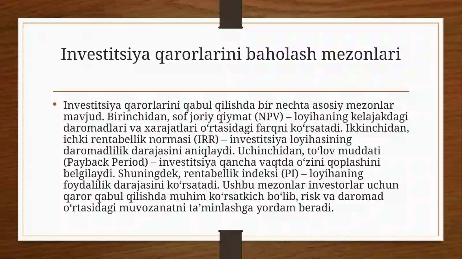 Investitsiya qarorlarininga sosiy mezonlari 3