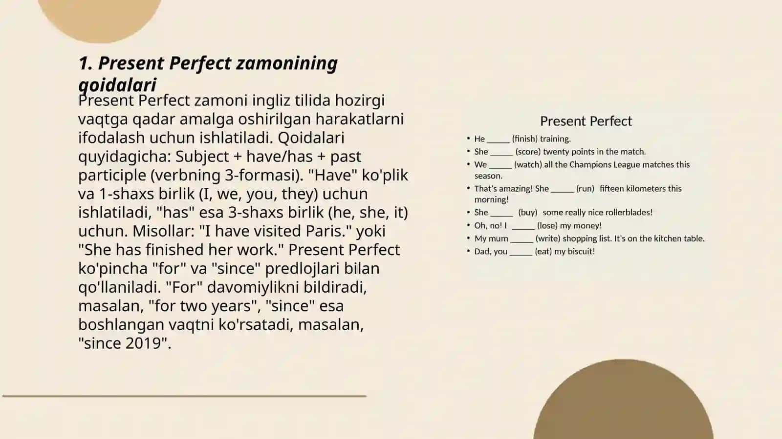 Present Perfect tense 3
