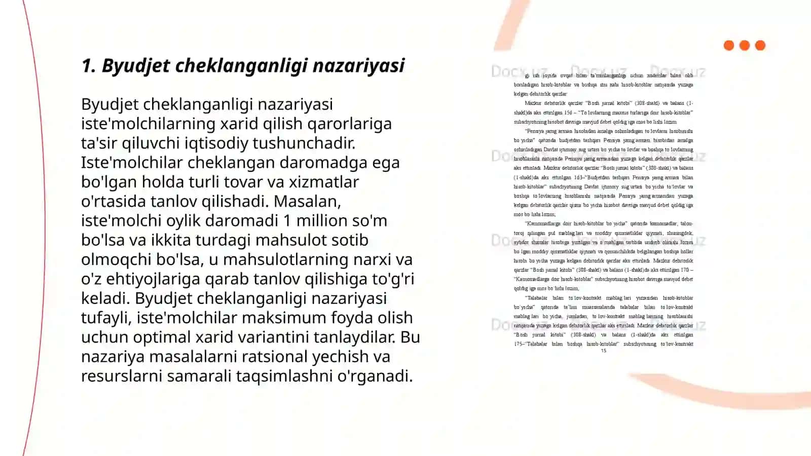 Byudjet cheklanganligi va byudjet tenglamasi 3