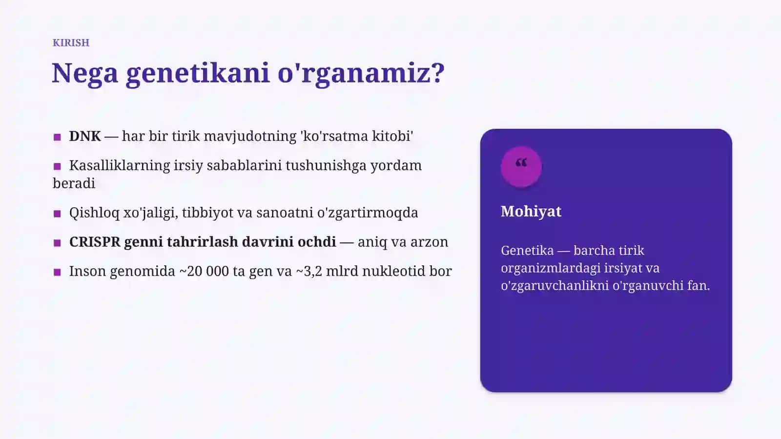 BIOLOGIYA FANI - Genetika 3