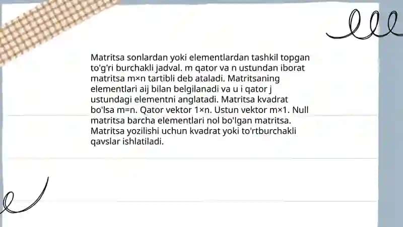 Matritsa haqida tushuncha 3
