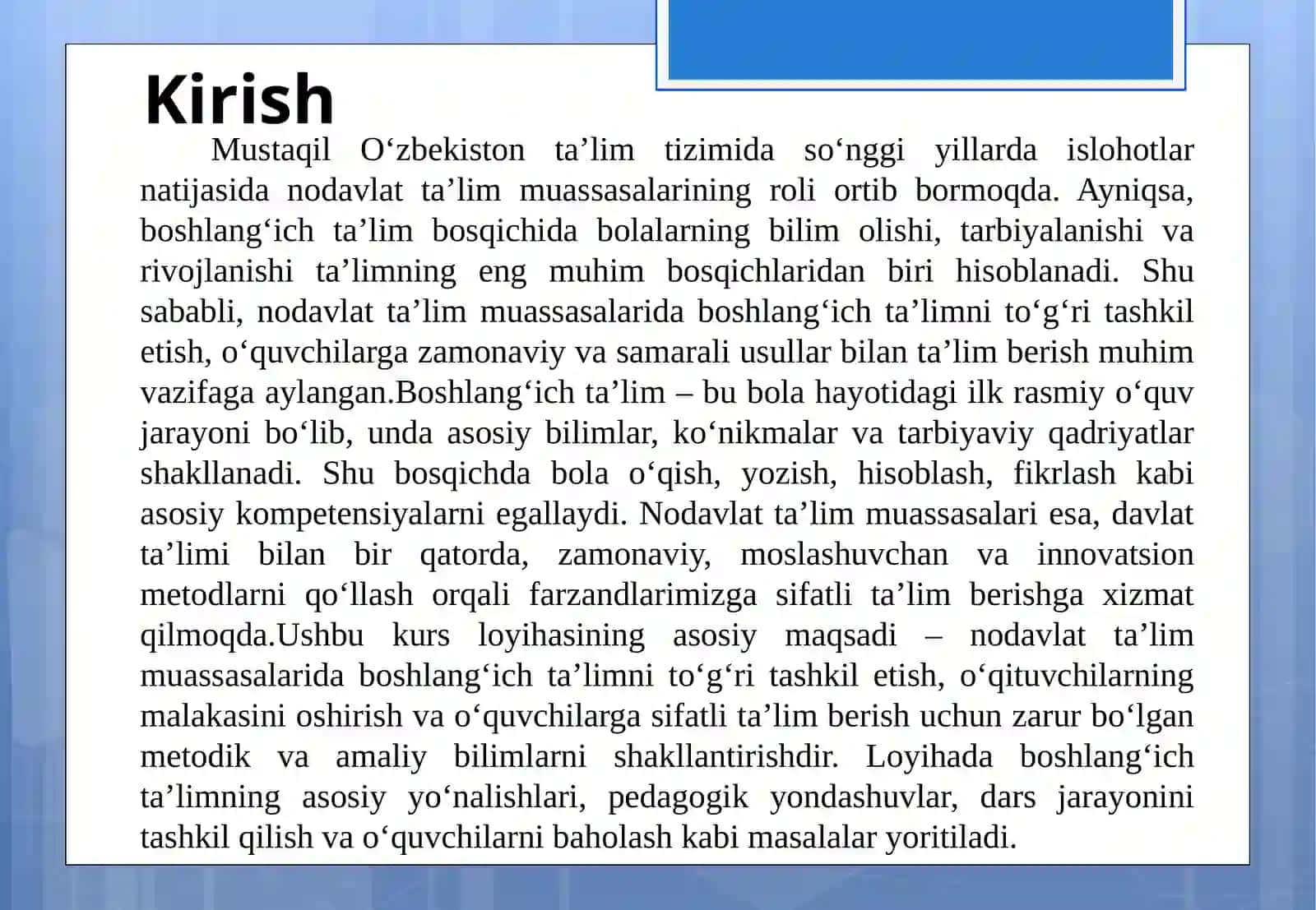 Nodavlat ta'lim muassasalarida boshlang'ich ta'lim 3