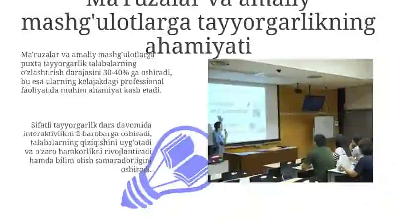 Ma'ruzalar va amaliy mashg'ulotlarga tayyorgarlik 3