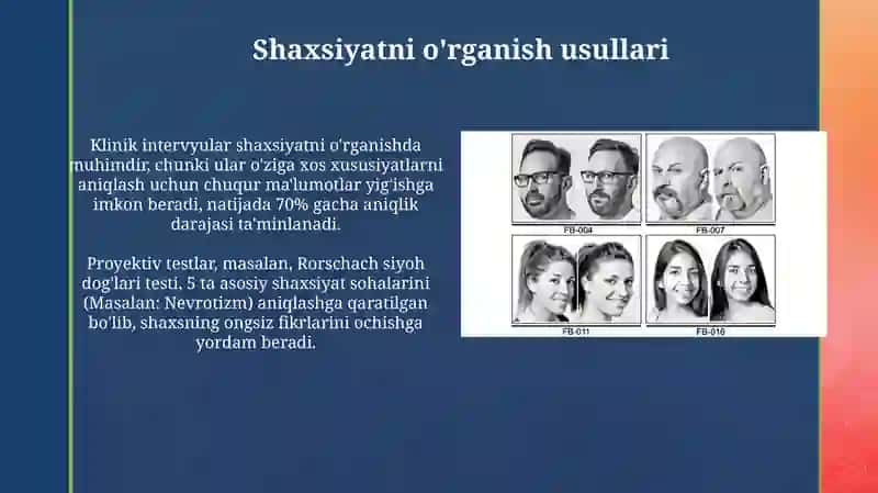 Shaxsiyatni o'rganish usullari 3