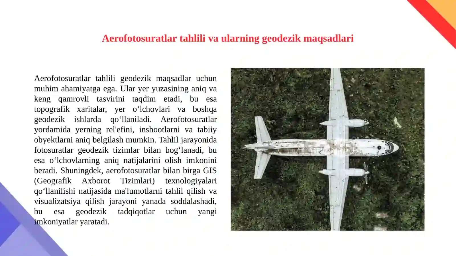 Aerofotosyomka ma’lumotlari asosida hisoblash ishlari 3