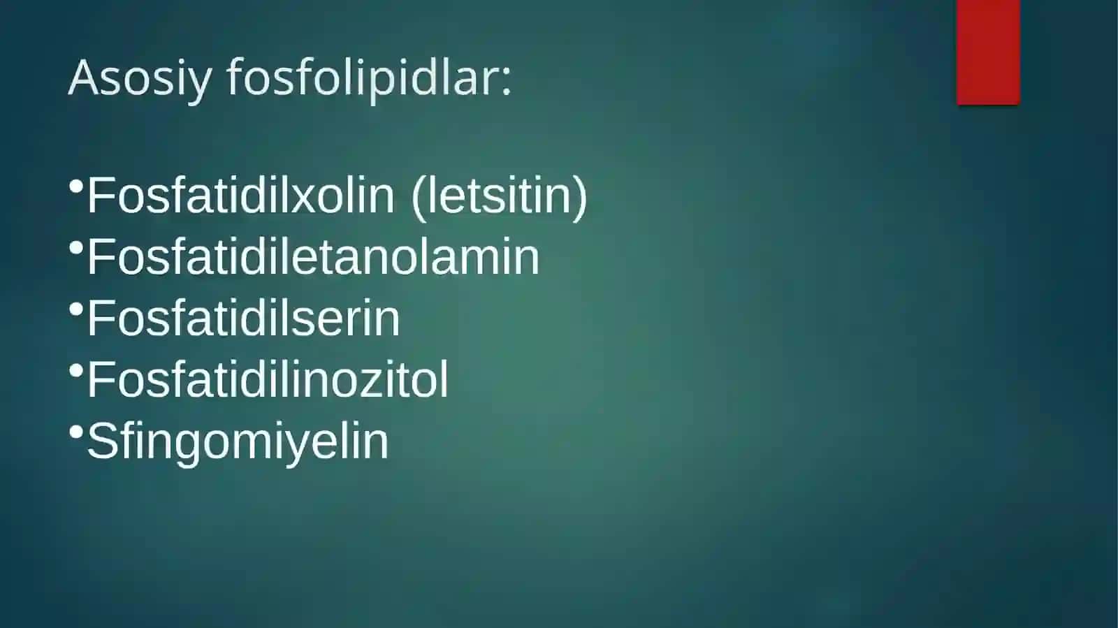 Fosfolipidlar almashinuvi buzulishi 3