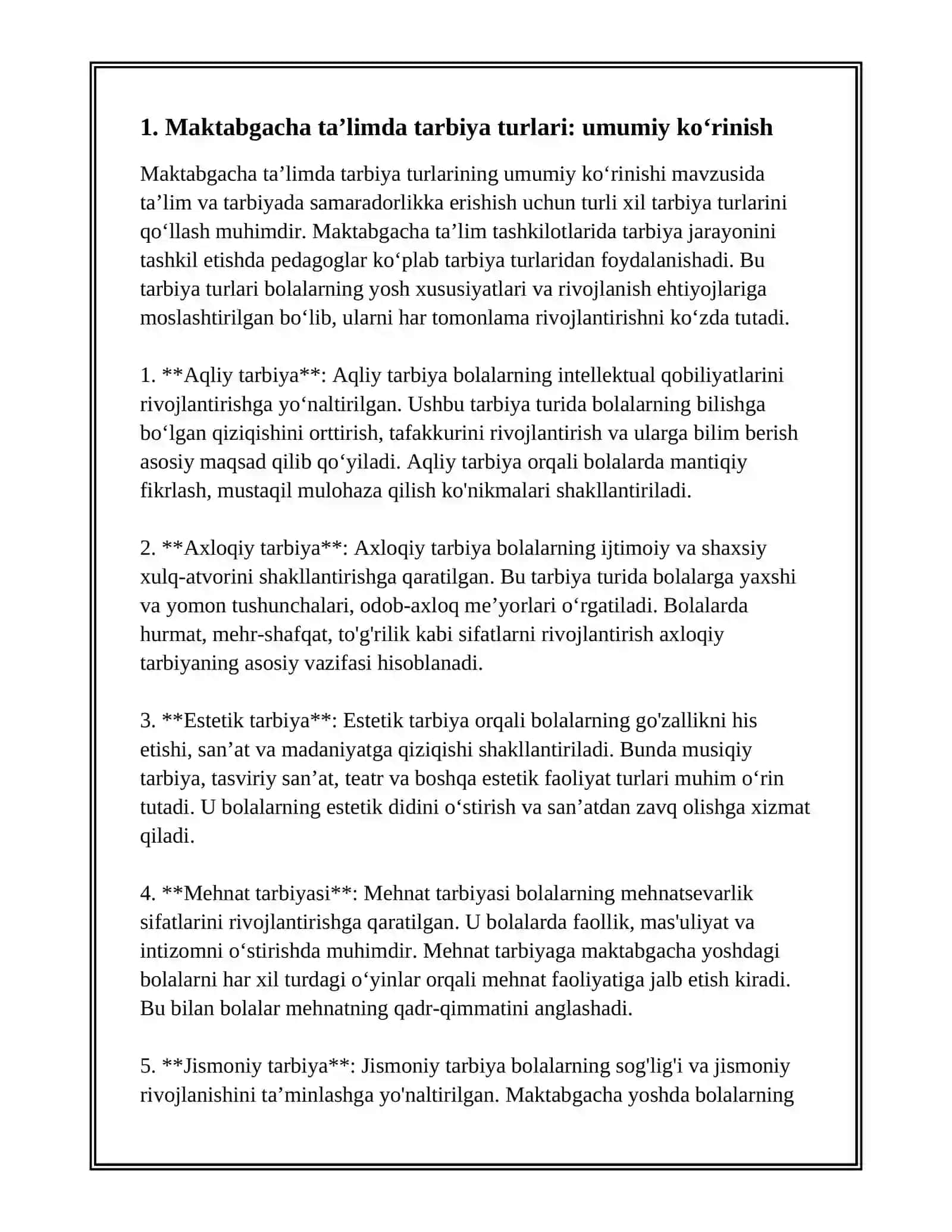 MAKTABGACHA TAʼLIM TASHKILOTIDA TARBIYA TURLARI VA METODLARI 3