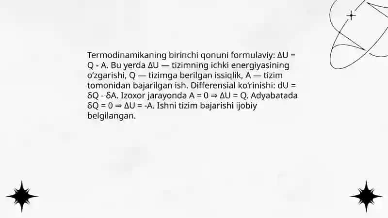 Termodinamikaning birinchi qonuni 3