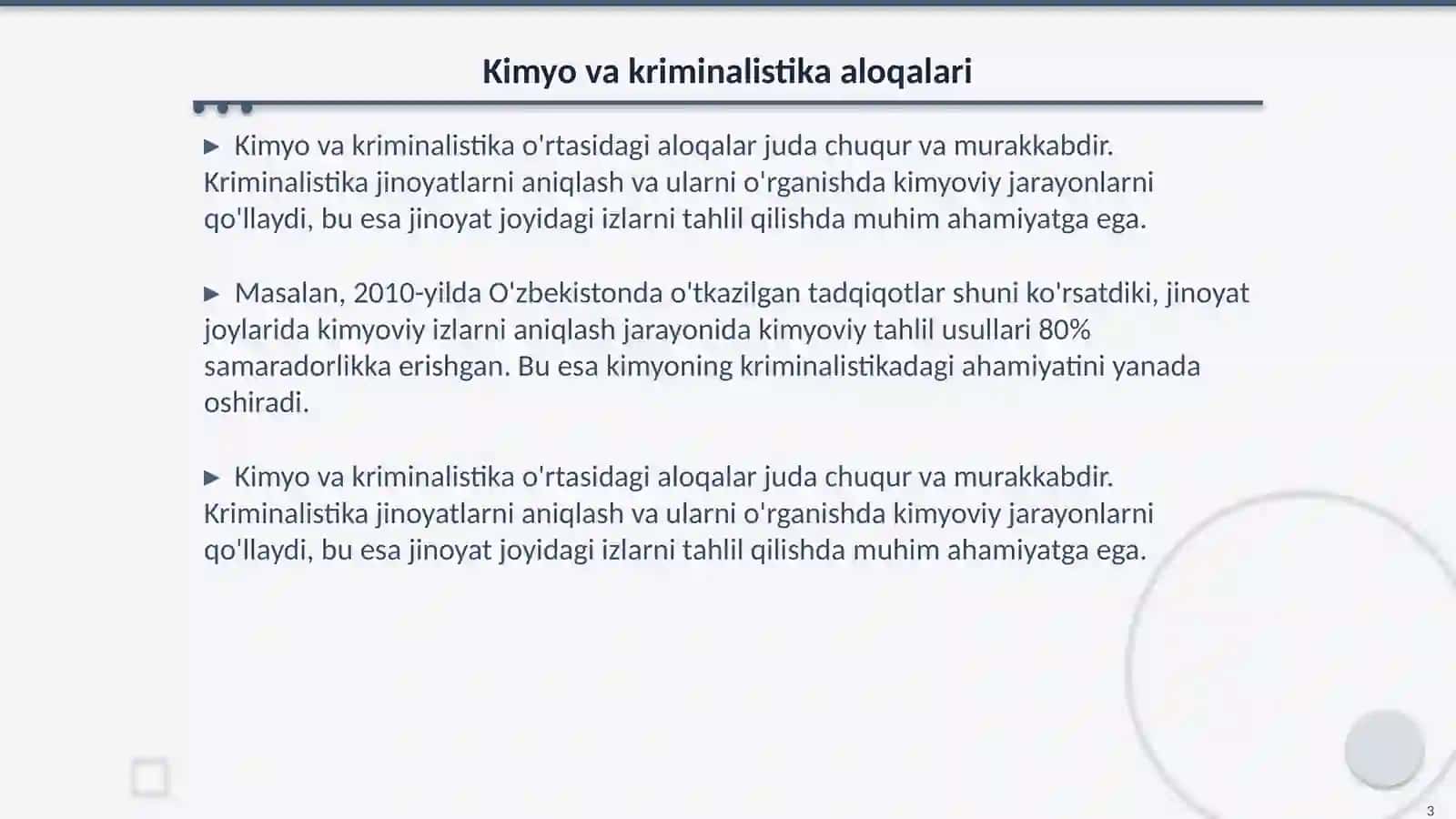 Kriminalistikada kimyoning orni 3