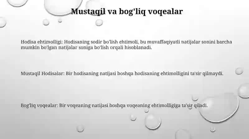 Hodisalar va ularning ehtimolligi 3