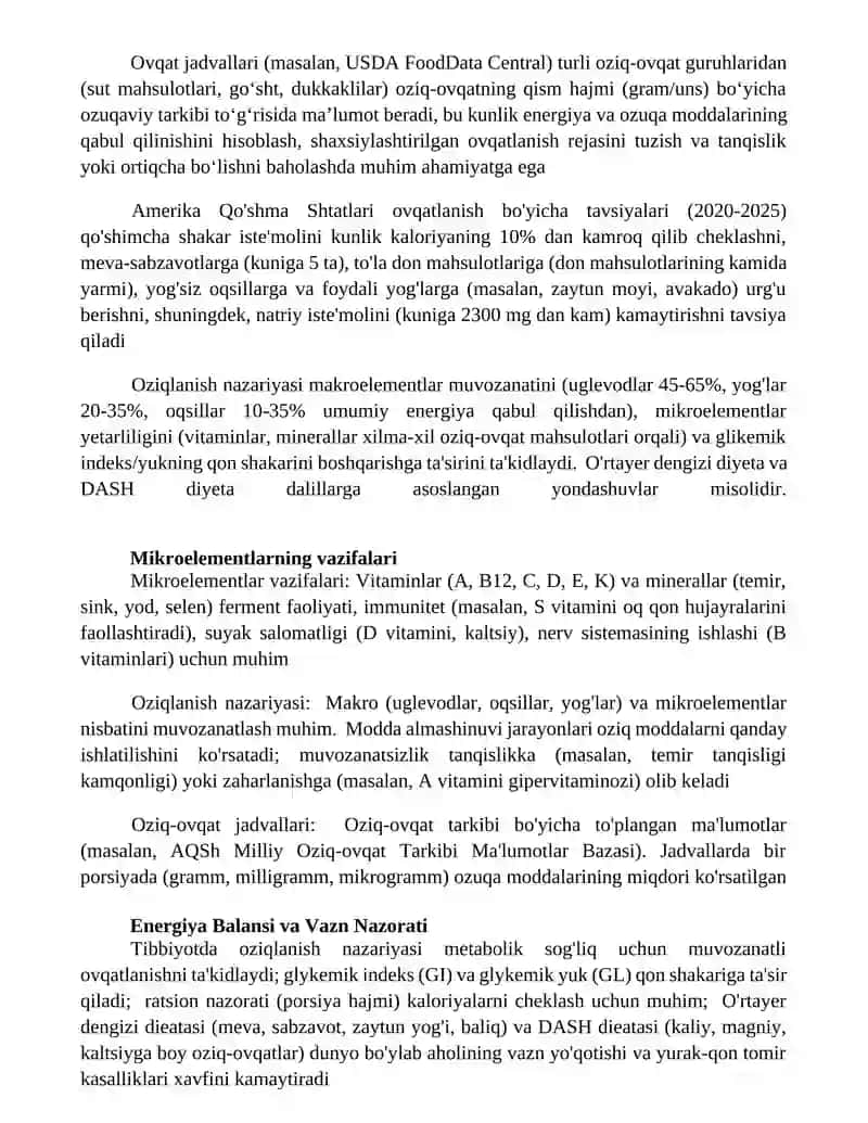 Tibbiyotda ovqatlanish nazariyasi 3