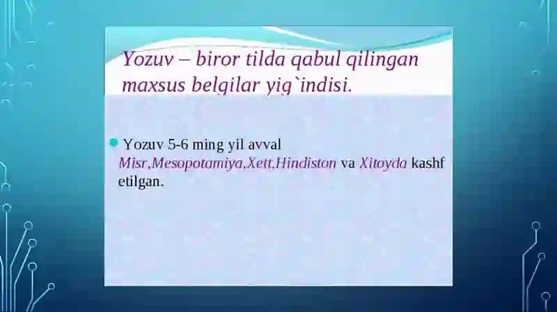 Yozuv tarixi. Alifbo va imlo muammolari 3