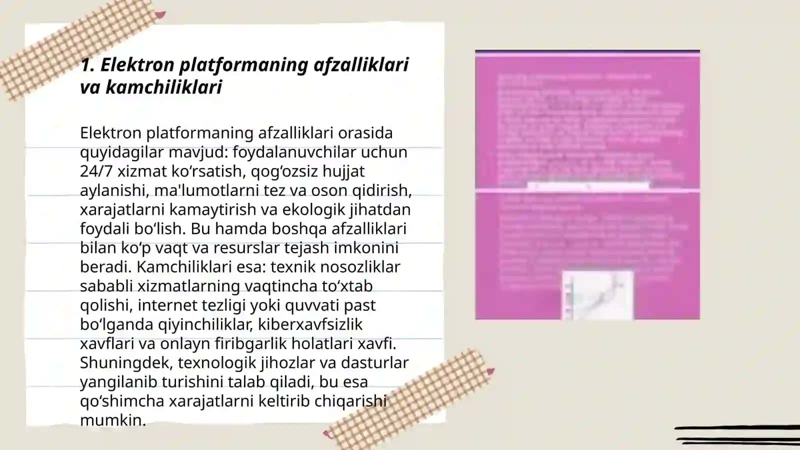 Elektron platformaning afzalliklari va kamchiliklari 3