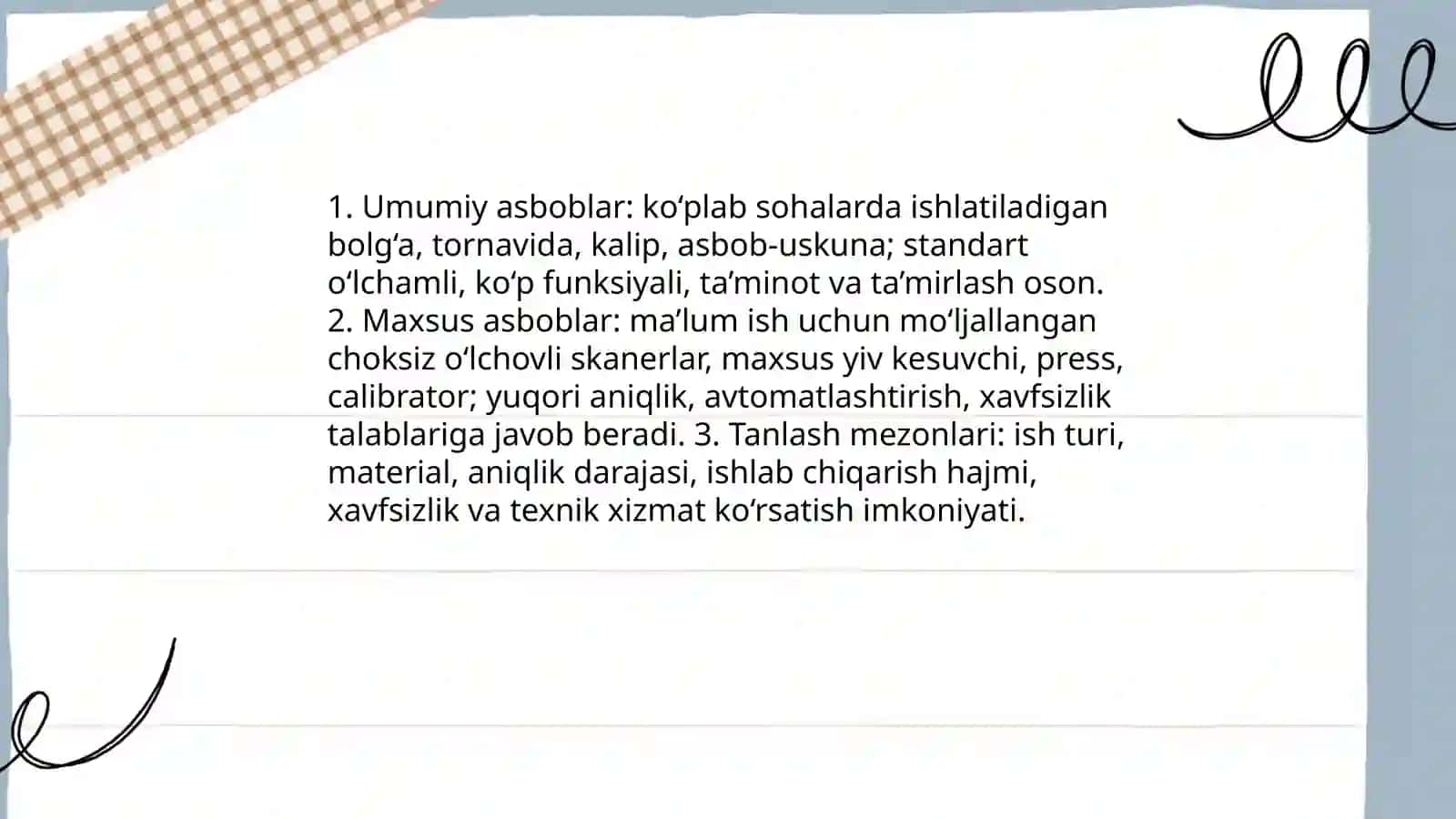 Umumiy va maxsus asboblar 3