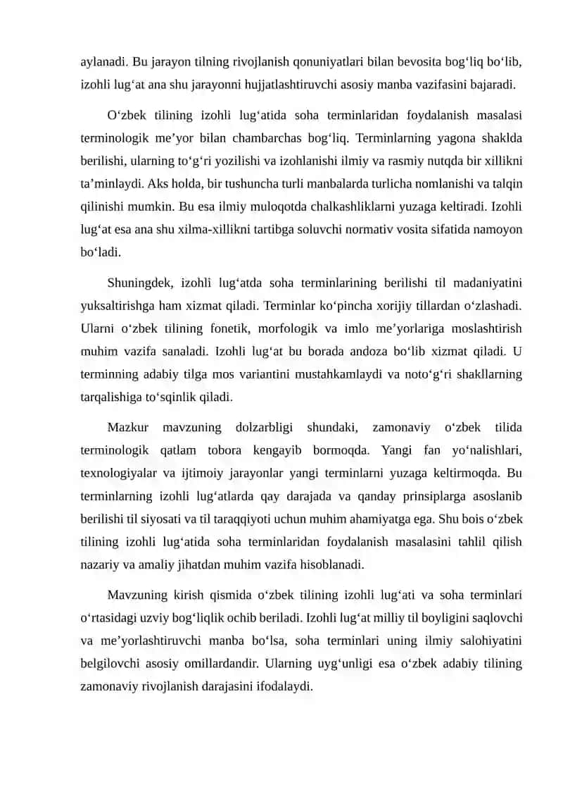 O'ZBEK TILINING IZOHLI LUG'ATIDA SOHA TERMINLARIDAN FOYDALANISH 3