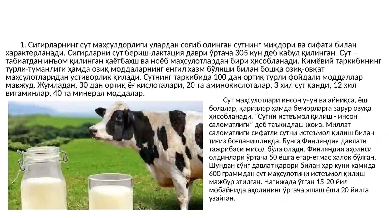 Сигирларнинг сут маҳсулдорлиги 3