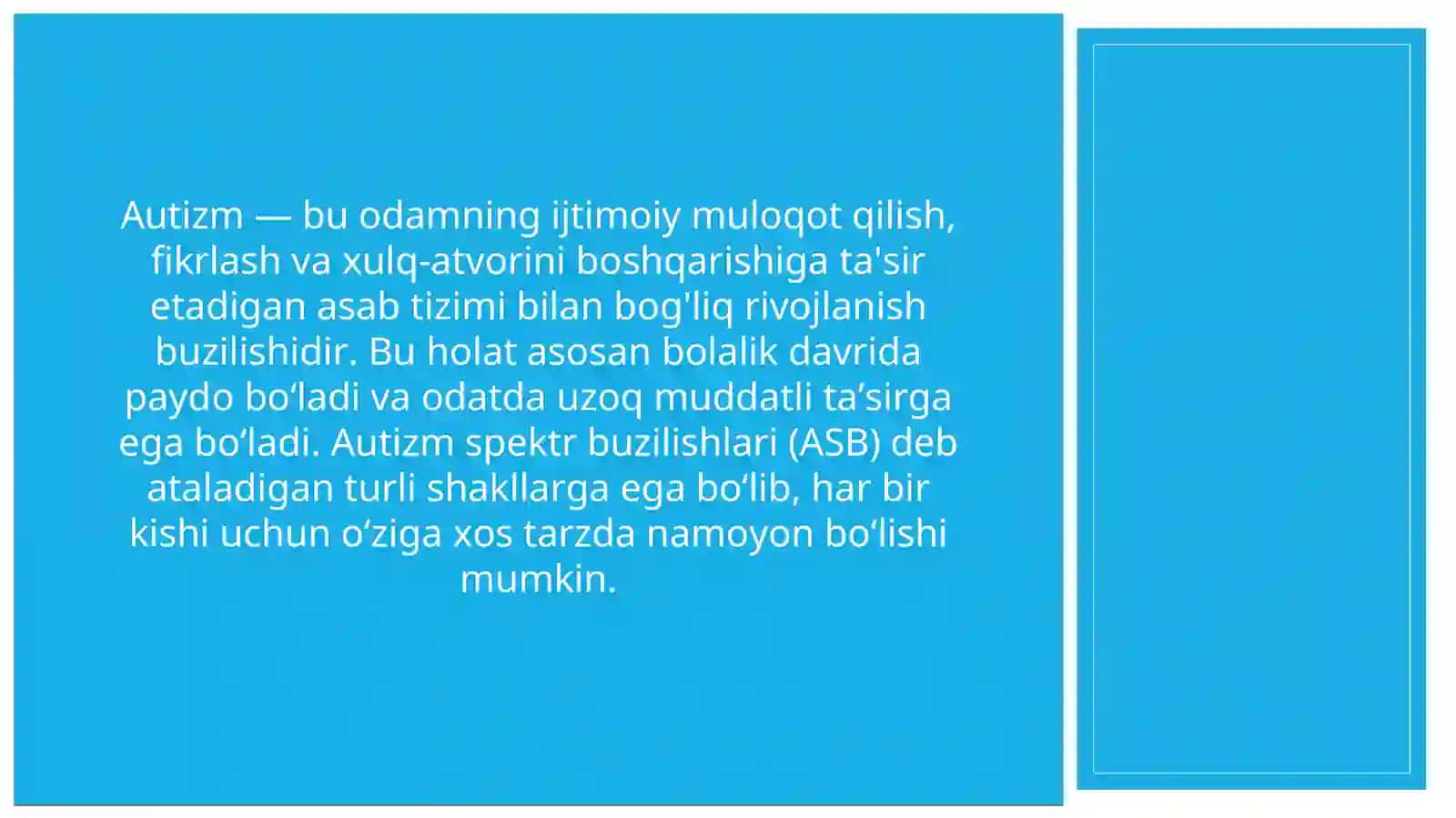 AUTIZM SINDIROMI BO'LGAN BOLALAR 3